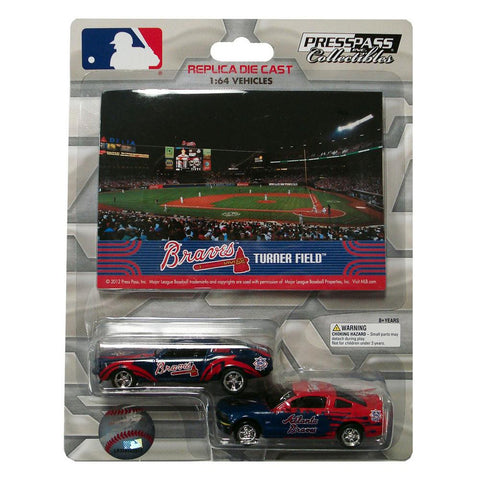 2 Pack Ford Mustang With Ballpark Card - Atlanta Braves