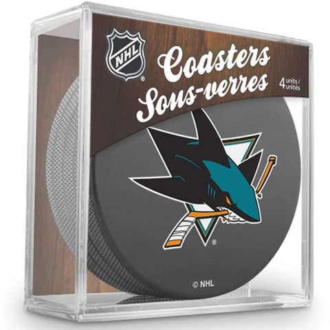 NHL 4 Pack Puck Coaster Set - San Jose Sharks