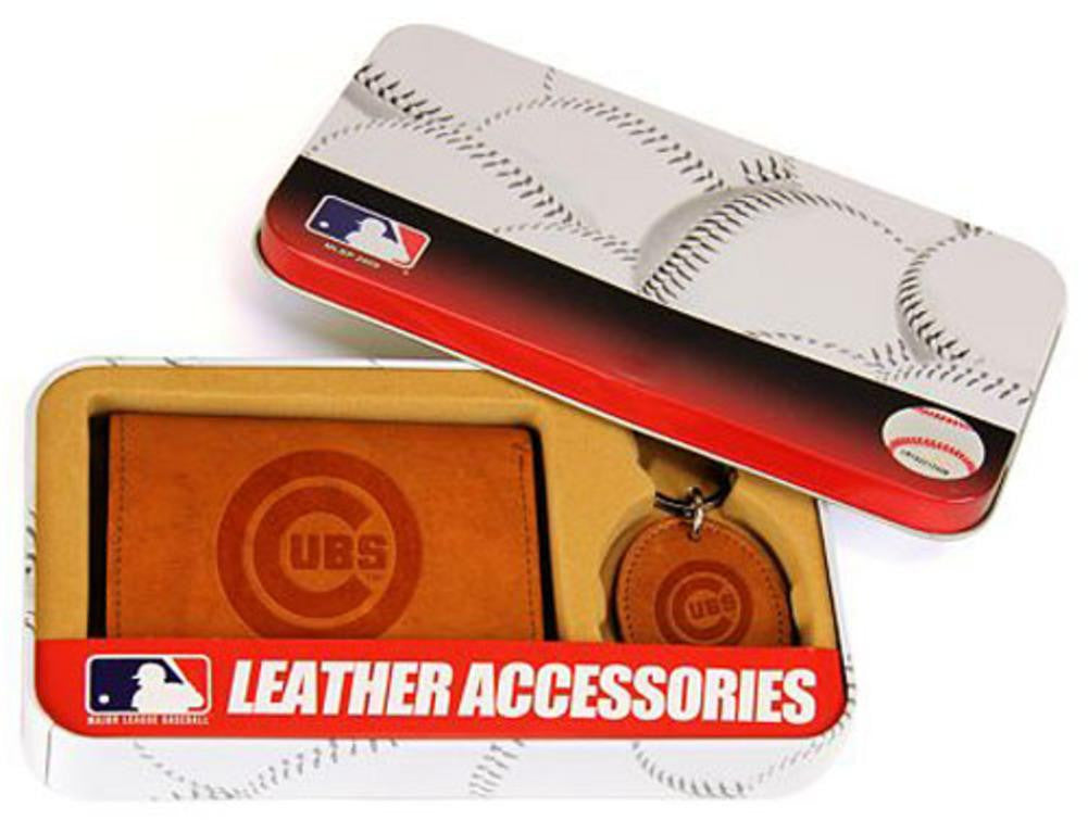 Chicago Cubs Trifold Wallet & Key Fob Gift Tin - Men