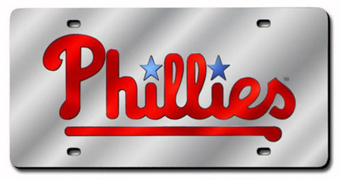 Philadelphia Phillies Wordmark Silver Laser-Cut Auto Tag