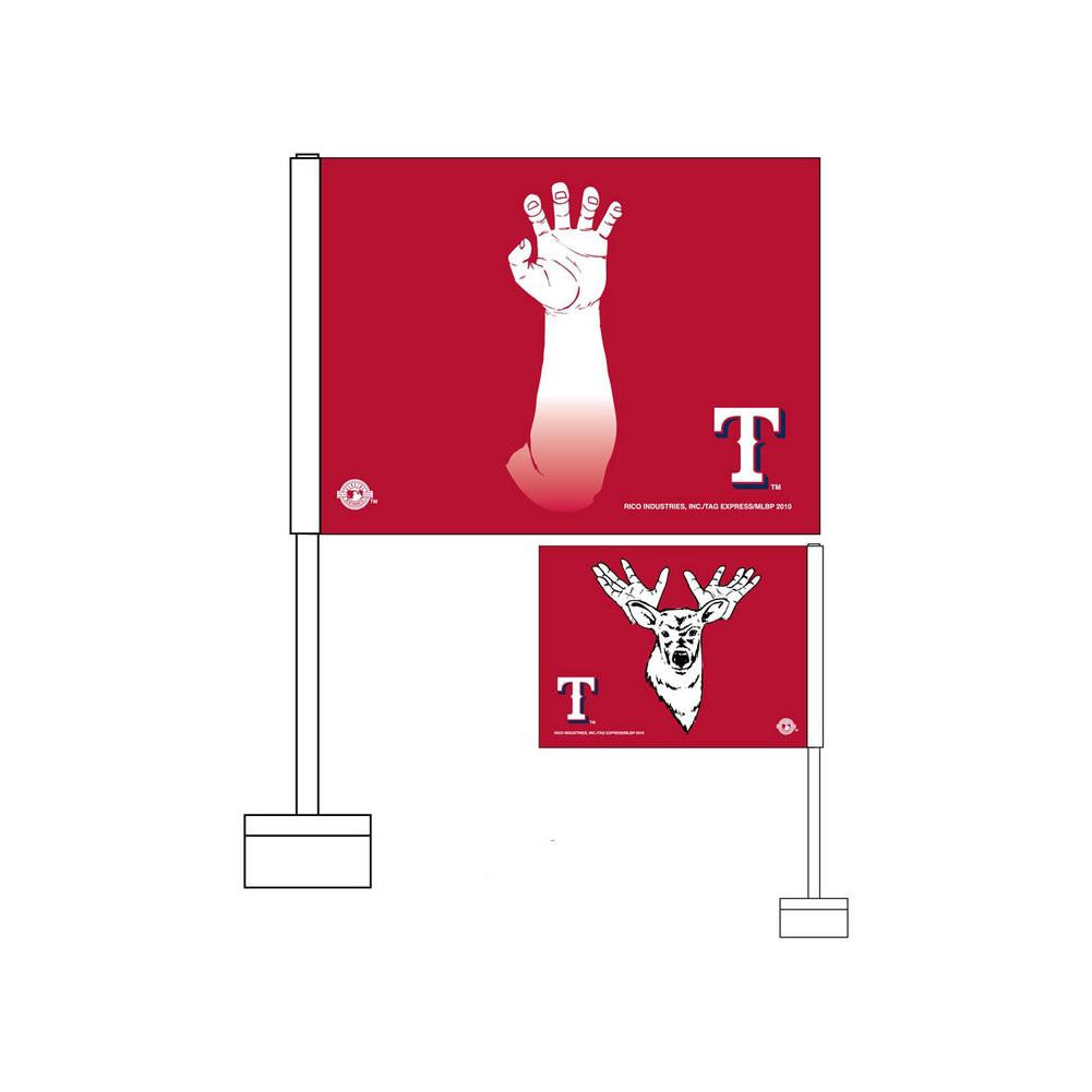 Rico Car Flag - MLB Texas Rangers Claw & Antler - Red