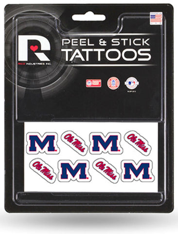 NCAA University of Mississippi (Ole Miss) Rebels 8 Piece Temporary Tattoos