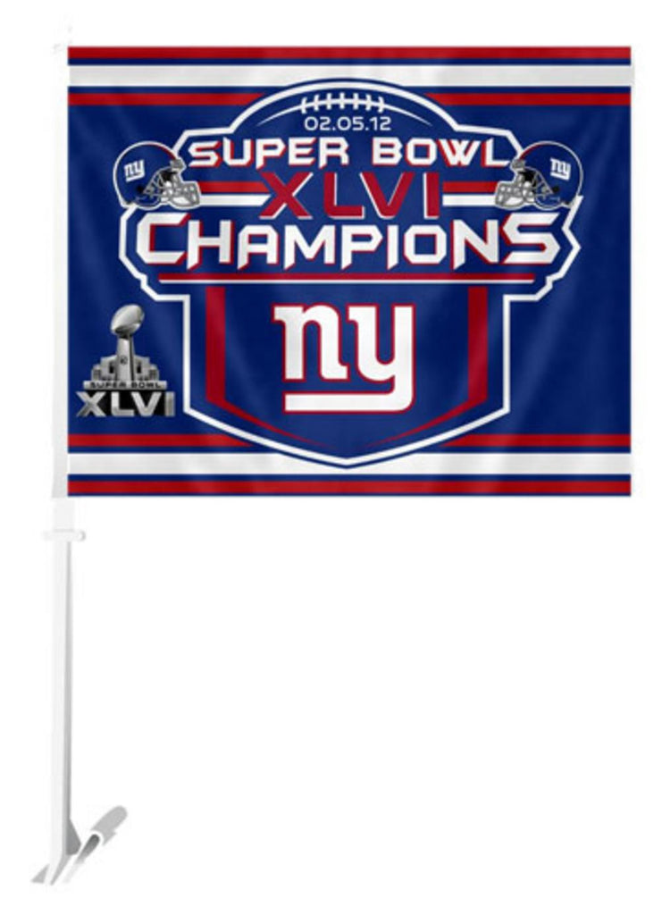 NFL New York Giants Super Bowl XLVI (46) Champs Car Flag