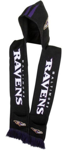 Baltimore Ravens 2011 Team Stripe Hooded Knit Scarf w- Pockets