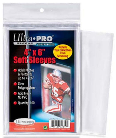 Ultra Pro  4" X 6" Soft Protective Sleeve (100 Sleeves)