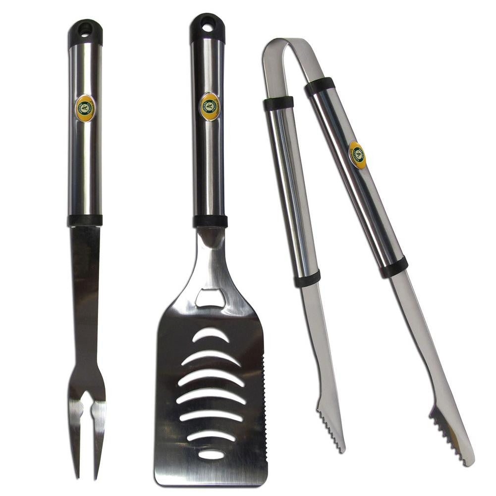 MLB Oakland Athletics 3 Piece Stainless Steel BBQ Set